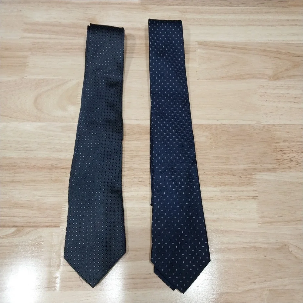 Marc Anthony Necktie Mens 2 Pack Silk Geometric Pattern Blue